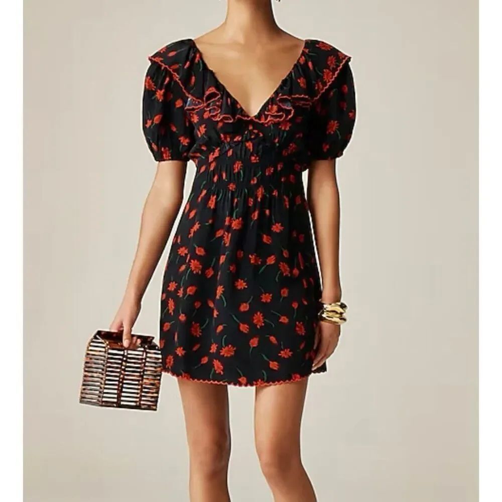 J.Crew ruffle collar floral painted daisy mini dress 6